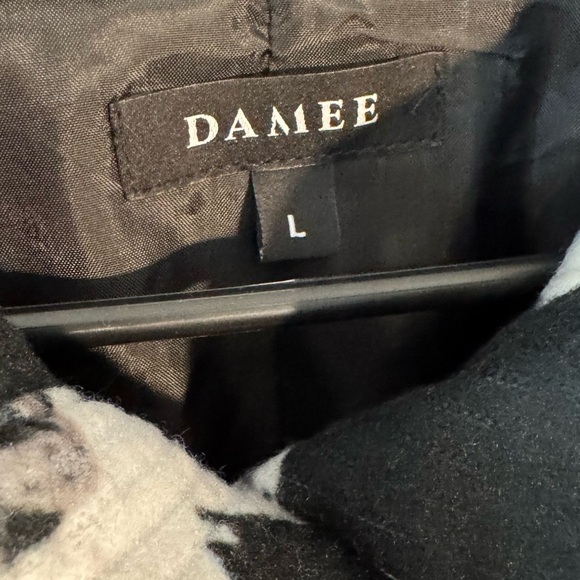 Damee Abstract Collage Ribbed Jacket Peacoat Black White Red Womens Size Large - Picture 4 of 9